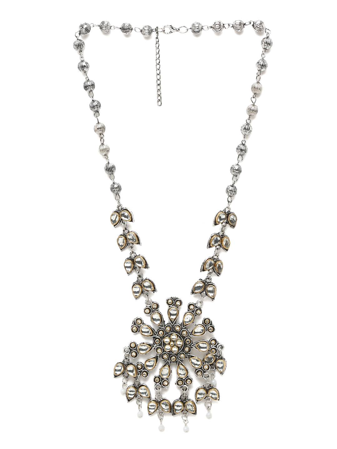 YouBella Jewellery Oxidised Silver Necklace Jewellery Set with Earrings for Girls and Women (Silver) (YBNK_50519)